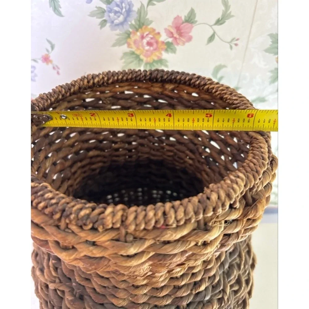 Vintage Woven Seagrass Basket Vase Rustic Natural Fiber Decorative Boho Urn 10in